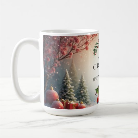 Grüne und rote Weihnachtsbaum-Tasse 2025 Kaffeetasse (Links)