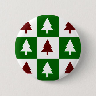 Grüne und rote Weihnachtsbäume Button