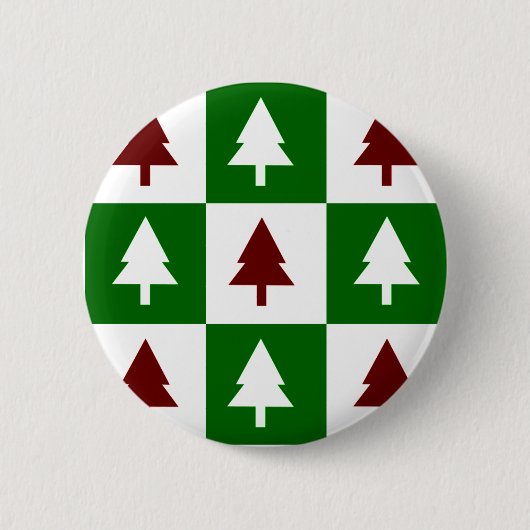 Grüne und rote Weihnachtsbäume Button (Vorderseite)