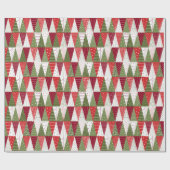 Grüne und rote Weihnachtsbäume Geschenkpapier (Flach)