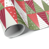 Grüne und rote Weihnachtsbäume Geschenkpapier (Rolleneckpunkt)