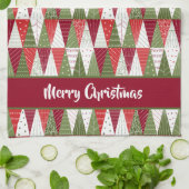 Grüne und rote Weihnachtsbäume Geschirrtuch (Gefaltet)