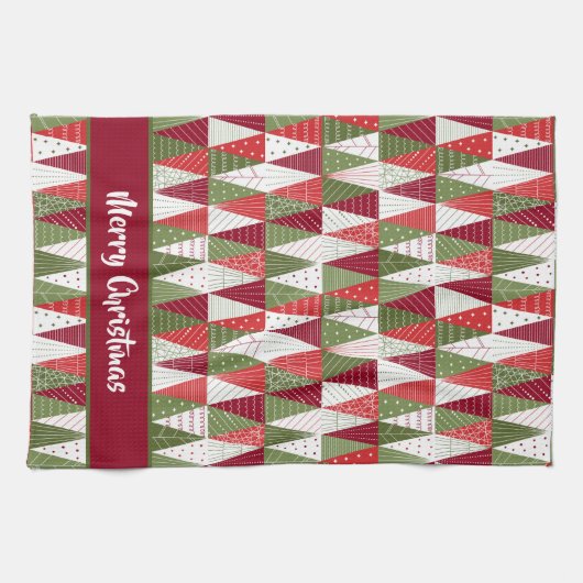 Grüne und rote Weihnachtsbäume Geschirrtuch (Horizontal)