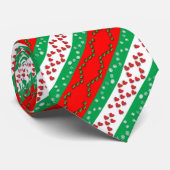Grüne und rote Weihnachtsbäume und Schneeflocken Krawatte (Gerollt)