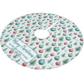 Grüne und rote Weihnachtsmuster - Polyester Weihnachtsbaumdecke (Schrägansicht)
