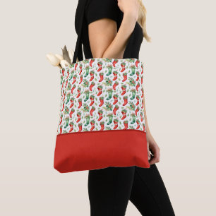 Grüne und rote Weihnachtsstrumpf-Farbenblock Tasche