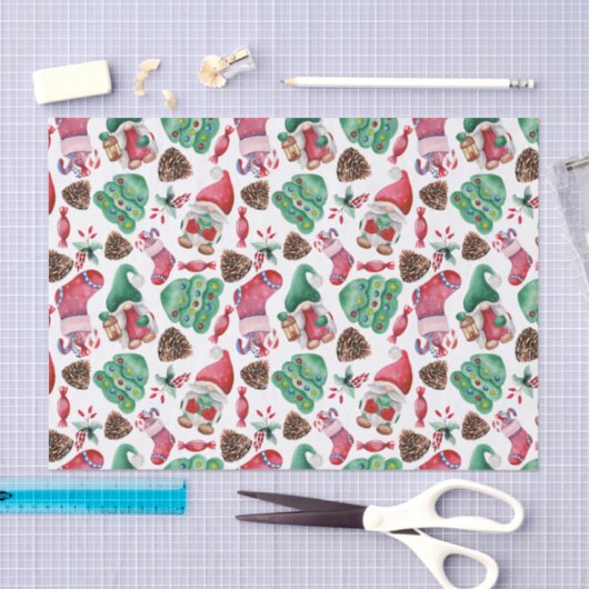 Grüne und rote Weihnachtssymbole Seidenpapier (Handwerk)