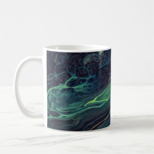 GRÜNE UND SCHWARZE ABSTRAKTE BILDUNG KAFFEETASSE (Links)