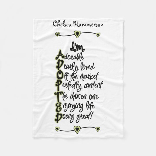 Grüne und schwarze adoptierte Fleece-Decke Fleecedecke (Vorderseite)