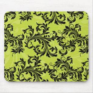 Grüne und schwarze blättrige Scroll-Mauspad Mousepad
