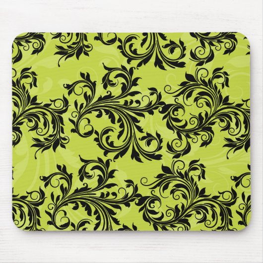 Grüne und schwarze blättrige Scroll-Mauspad Mousepad (Vorne)