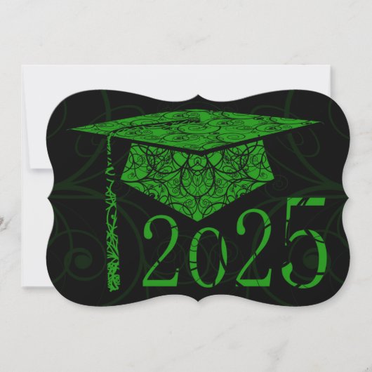 Grüne und schwarze Blütendecke 2025 Graduationspar Einladung (Vorderseite)