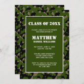 Grüne und schwarze Camouflage-Abschluss-Mitteilung Einladung (Vorne/Hinten)