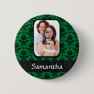 Grüne und schwarze Damast Button