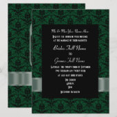 Grüne und schwarze Damast Einladung (Vorne/Hinten)