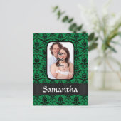 Grüne und schwarze Damast Postkarte (Stehend Vorderseite)
