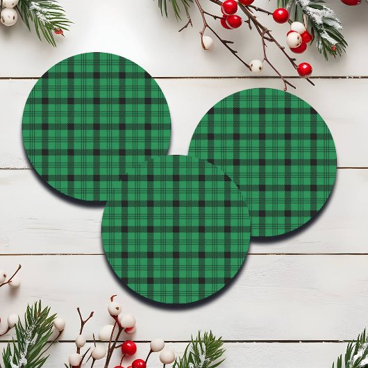 Grüne und schwarze, gemütliche Plaia Runder Aufkleber