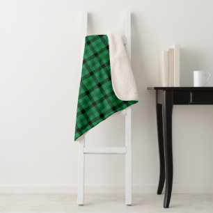 Grüne und schwarze, gemütliche Plaia Sherpadecke