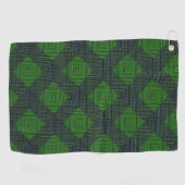 Grüne und schwarze geneigte Quadrate oder Schach Golfhandtuch (Horizontal)