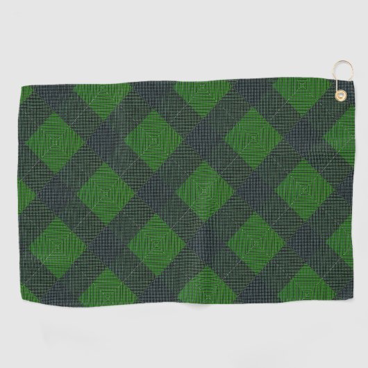 Grüne und schwarze geneigte Quadrate oder Schach Golfhandtuch (Horizontal)