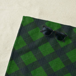 Grüne und schwarze geneigte Quadrate oder Schach Strandtuch