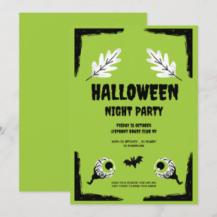 Grüne und schwarze Halloween-Party,  Halloween-Par Einladung