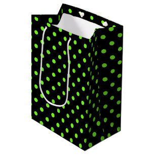 GRÜNE UND SCHWARZE HALLOWEEN POLKA-HUNDEN MITTLERE GESCHENKTÜTE