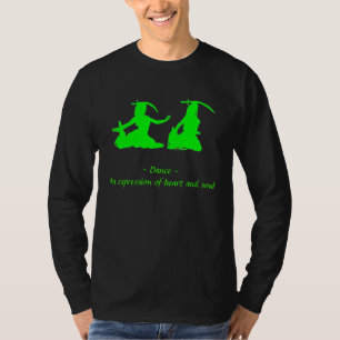 Grüne und schwarze lange Hülse Bellydance T-Shirt