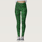 Grüne und schwarze Leopardrucke Leggings (Vorderseite)