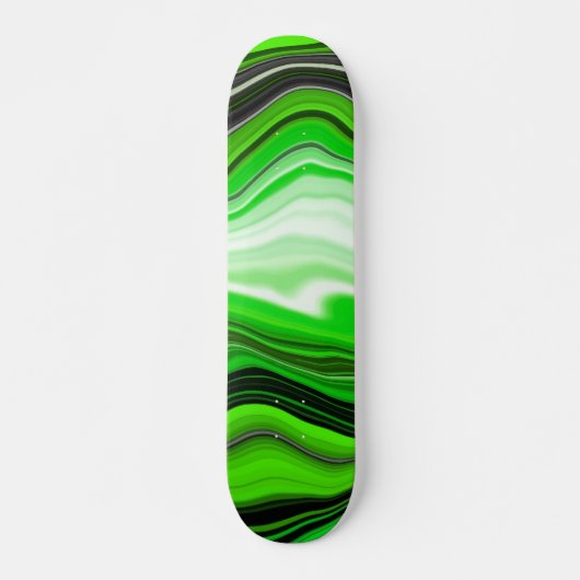 Grüne und schwarze Marmor wie gestreifte Fluid Art Skateboard (Vorne)
