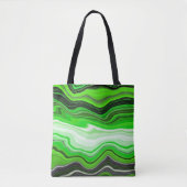 Grüne und schwarze Marmor wie gestreifte Fluid Art Tasche (Vorderseite)