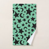 Grüne und schwarze Mondsterne Badhandtuch Set (Handtuch)