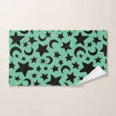 Grüne und schwarze Mondsterne Badhandtuch Set (Handtuch)