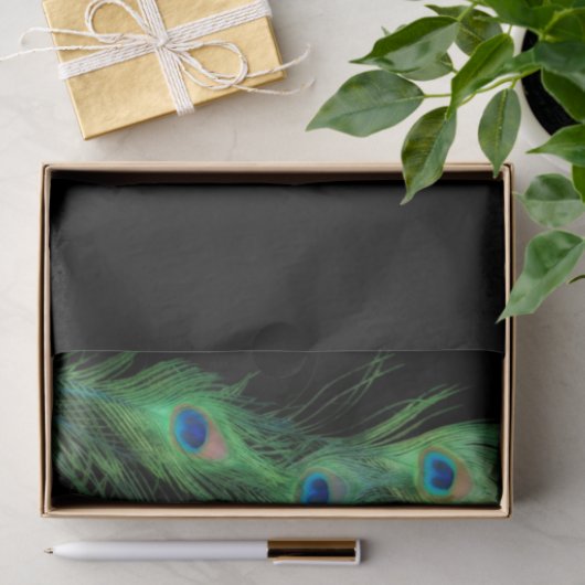 Grüne und schwarze Pfau-Feder Seidenpapier (Geschenk)