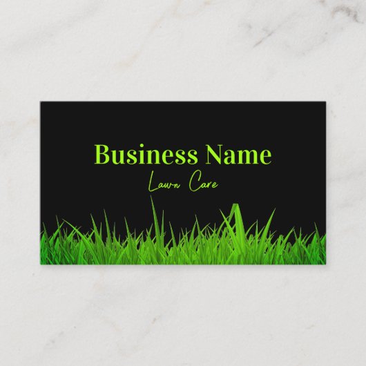 Grüne und schwarze Rasenpflege Visitenkarte (Vorderseite)