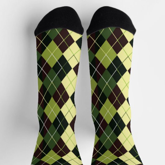 grüne und schwarze Raute Socken (Oben)
