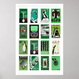 Grüne und schwarze Streichholzschachtel-Etiketten- Poster