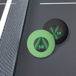 Grüne und schwarze Streifen Abstrakt mit Initialen Tischtennisball