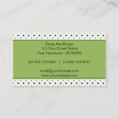 Grüne und schwarze Tupfen-Visitenkarte Visitenkarte (Rückseite)