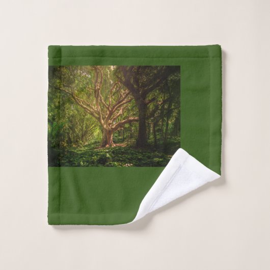 Grüne und schwarze Wälder Badhandtuch Set (Waschlappen)