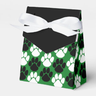 Grüne und schwarze wiederholende Pfotenabdruck-Ges Geschenkschachtel