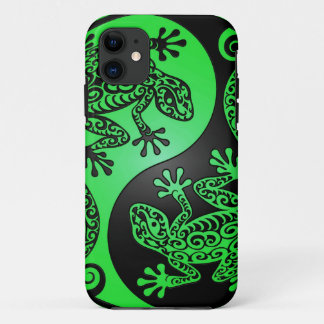 Grüne und schwarze Yin Yang Geckos iPhone 11 Hülle