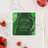 Grüne und silberne Achat-Marmor-Hochzeit Serviette (Beispiel)