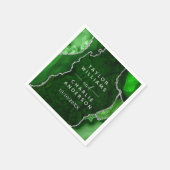 Grüne und silberne Achat-Marmor-Hochzeit Serviette (Ecke)