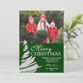 Grüne und silberne feiertagskarte (Stehend Vorderseite)