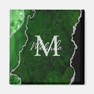 Grüne und silberne Marmor-Achat Magnet