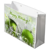 Grüne und silberne Weihnachtsgeschenk-Tasche Große Geschenktüte (Vorderseite Schrägansicht)