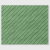 Grüne und silberne Weihnachtsstreifen Geschenkpapier (Flach)