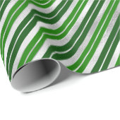 Grüne und silberne Weihnachtsstreifen Geschenkpapier (Rolleneckpunkt)