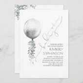 Grüne und Silver Glitzer Ballon Oh Babydusche Einladung (Vorne/Hinten)